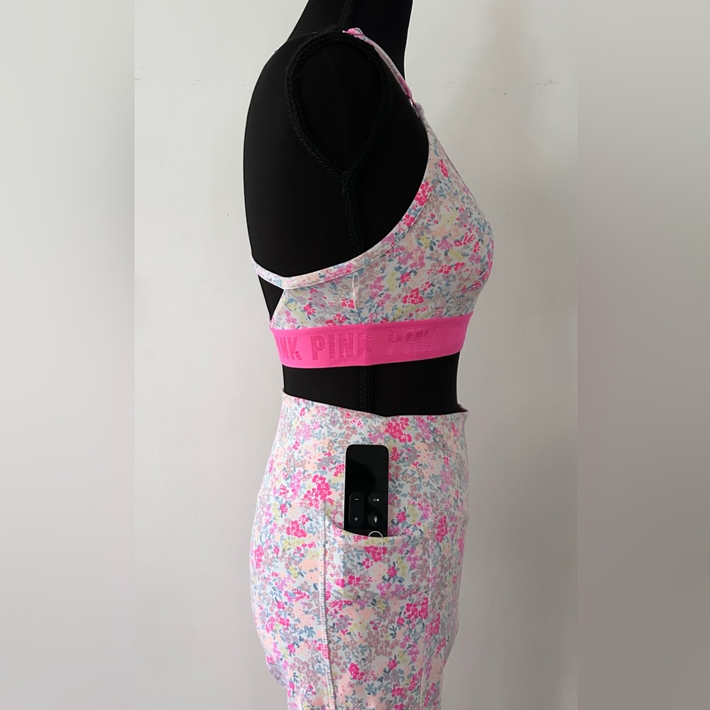 Victoria Secret Pink Floral Sports Bra & Leggings Set with Side Pockets Size: S - Picture 3 of 6